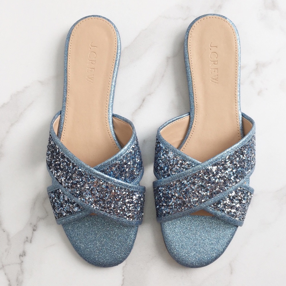 J. Crew Cora glitter sandals in ocean blue